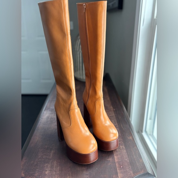 Jeffrey Campbell Timewarp Platform Heeled Boots- Natural - Picture 7 of 17